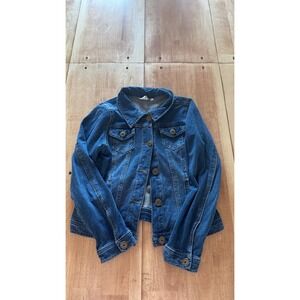 Mudd‎ Girls Blue Denim Jacket Size 14 Medium Wash Stretch Button Front Trucker